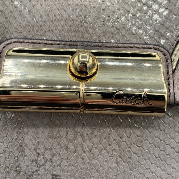 Coach Peyton Rose Gold Metallic Python Print with Gold and Tortoise Hardware - Picture 11 of 14